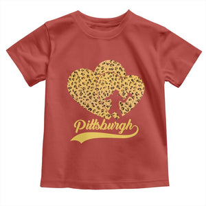 Vintage Leopard Heart Pittsburgh Pride Toddler T Shirt Football Lover Gift