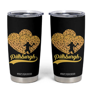 Vintage Leopard Heart Pittsburgh Pride Tumbler Cup Football Lover Gift