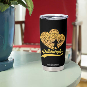 Vintage Leopard Heart Pittsburgh Pride Tumbler Cup Football Lover Gift