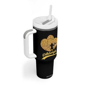 Vintage Leopard Heart Pittsburgh Pride Tumbler With Handle Football Lover Gift