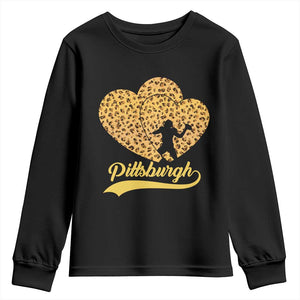 Vintage Leopard Heart Pittsburgh Pride Youth Sweatshirt Football Lover Gift