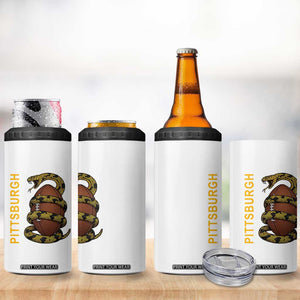 Vintage Black And Gold Rattlesnake 4 in 1 Can Cooler Tumbler Pittsburgh Sports Fan