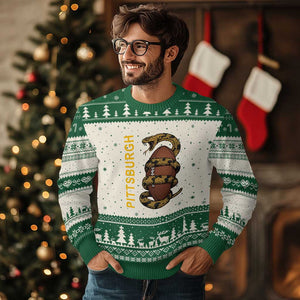 Vintage Black And Gold Rattlesnake Ugly Christmas Sweater Pittsburgh Sports Fan