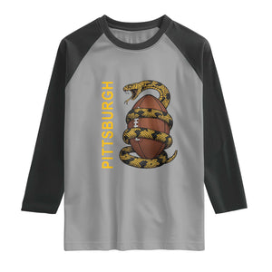 Vintage Black And Gold Rattlesnake Raglan Shirt Pittsburgh Sports Fan