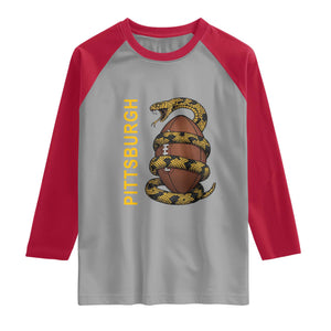 Vintage Black And Gold Rattlesnake Raglan Shirt Pittsburgh Sports Fan