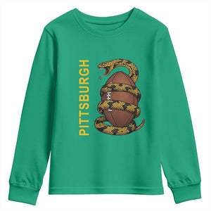 Vintage Black And Gold Rattlesnake Youth Sweatshirt Pittsburgh Sports Fan