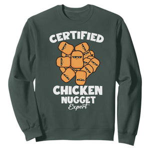 Funny Food Lover Gift Sweatshirt Certified Chicken Nugget Expert TS12 Dark Forest Green Print Your Wear