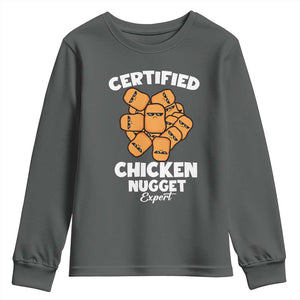Funny Food Lover Gift Youth Sweatshirt Certified Chicken Nugget Expert TS12 Dark Heather Print Your Wear