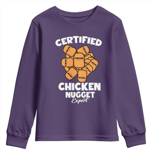 Funny Food Lover Gift Youth Sweatshirt Certified Chicken Nugget Expert TS12 Purple Print Your Wear