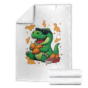 Funny Dinosaur Eating Chicken Nuggets Throw Blanket Food Lover Gift TS12 White Print Your Wear