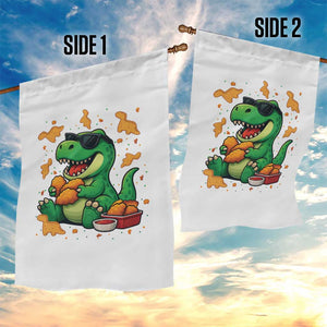 Funny Dinosaur Eating Chicken Nuggets Garden Flag Food Lover Gift TS12 Print Your Wear