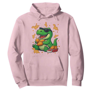 Funny Dinosaur Eating Chicken Nuggets Hoodie Food Lover Gift TS12 Light Pink Print Your Wear