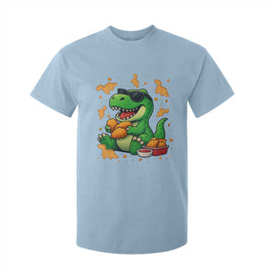 Funny Dinosaur Eating Chicken Nuggets T Shirt For Kid Food Lover Gift TS12 Light Blue Print Your Wear