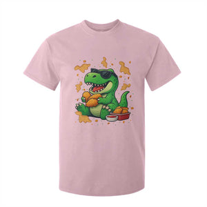 Funny Dinosaur Eating Chicken Nuggets T Shirt For Kid Food Lover Gift TS12 Light Pink Print Your Wear