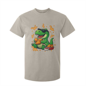 Funny Dinosaur Eating Chicken Nuggets T Shirt For Kid Food Lover Gift TS12 Sand Print Your Wear