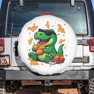 Funny Dinosaur Eating Chicken Nuggets Spare Tire Cover Food Lover Gift TS12 No hole White Print Your Wear