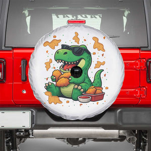 Funny Dinosaur Eating Chicken Nuggets Spare Tire Cover Food Lover Gift TS12 White Print Your Wear