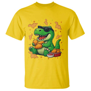 Funny Dinosaur Eating Chicken Nuggets T Shirt Food Lover Gift TS12 Daisy Print Your Wear