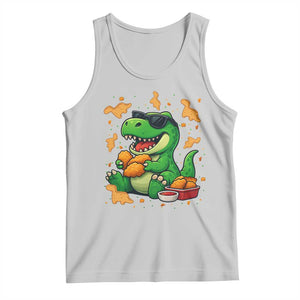 Funny Dinosaur Eating Chicken Nuggets Tank Top Food Lover Gift TS12 Ash Print Your Wear