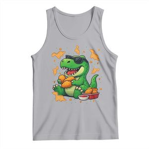 Funny Dinosaur Eating Chicken Nuggets Tank Top Food Lover Gift TS12 Athletic Heather Print Your Wear