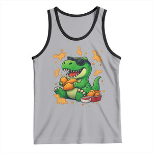 Funny Dinosaur Eating Chicken Nuggets Tank Top Food Lover Gift TS12 Athletic Heather Black Print Your Wear