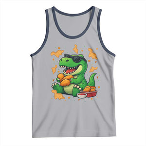 Funny Dinosaur Eating Chicken Nuggets Tank Top Food Lover Gift TS12 Athletic Heather Navy Print Your Wear