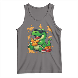 Funny Dinosaur Eating Chicken Nuggets Tank Top Food Lover Gift TS12 Deep Heather Print Your Wear
