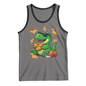 Funny Dinosaur Eating Chicken Nuggets Tank Top Food Lover Gift TS12 Deep Heather Black Print Your Wear