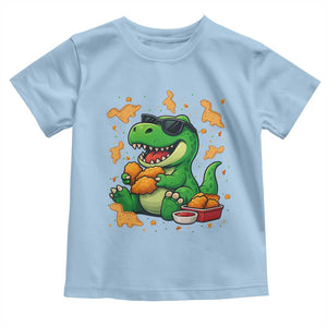 Funny Dinosaur Eating Chicken Nuggets Toddler T Shirt Food Lover Gift TS12 Light Blue Print Your Wear