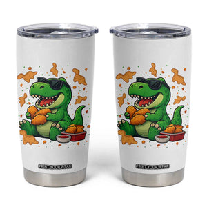 Funny Dinosaur Eating Chicken Nuggets Tumbler Cup Food Lover Gift TS12 White Print Your Wear