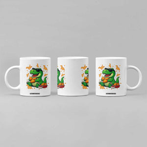Funny Dinosaur Eating Chicken Nuggets Coffee Mug Food Lover Gift TS12 Print Your Wear
