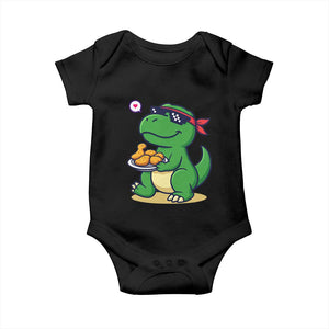 Cute Dinosaur Eating Chicken Nuggets Baby Onesie Food Humor Gift TS12 Black Print Your Wear