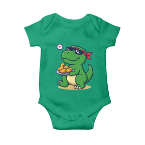Cute Dinosaur Eating Chicken Nuggets Baby Onesie Food Humor Gift TS12 Irish Green Print Your Wear
