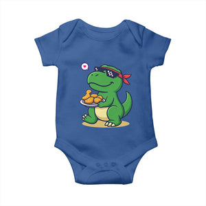 Cute Dinosaur Eating Chicken Nuggets Baby Onesie Food Humor Gift TS12 Royal Blue Print Your Wear