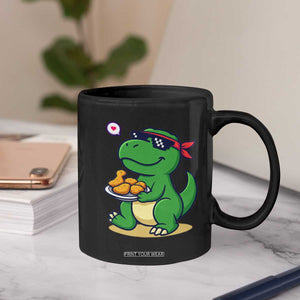 Cute Dinosaur Eating Chicken Nuggets Coffee Mug Food Humor Gift TS12 Print Your Wear