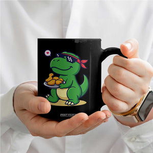 Cute Dinosaur Eating Chicken Nuggets Coffee Mug Food Humor Gift TS12 Print Your Wear