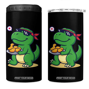 Cute Dinosaur Eating Chicken Nuggets 4 in 1 Can Cooler Tumbler Food Humor Gift TS12 One Size: 16 oz Black Print Your Wear