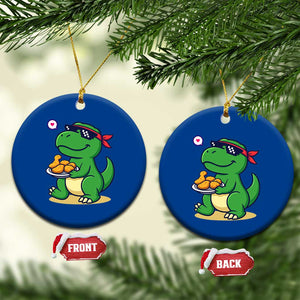 Cute Dinosaur Eating Chicken Nuggets Ceramic Ornament Food Humor Gift TS12 1pc Blue Print Your Wear