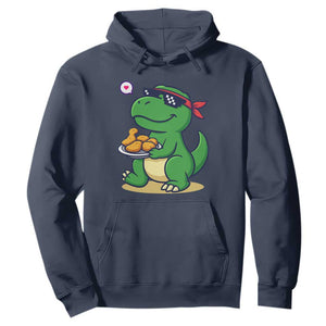 Cute Dinosaur Eating Chicken Nuggets Hoodie Food Humor Gift TS12 Navy Print Your Wear