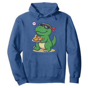 Cute Dinosaur Eating Chicken Nuggets Hoodie Food Humor Gift TS12 Royal Blue Print Your Wear