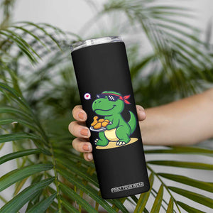 Cute Dinosaur Eating Chicken Nuggets Skinny Tumbler Food Humor Gift TS12 Print Your Wear