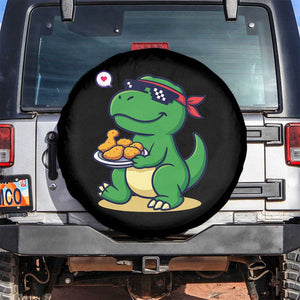 Cute Dinosaur Eating Chicken Nuggets Spare Tire Cover Food Humor Gift TS12 No hole Black Print Your Wear