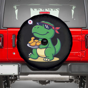 Cute Dinosaur Eating Chicken Nuggets Spare Tire Cover Food Humor Gift TS12 Black Print Your Wear