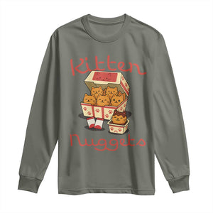 Kitten Nuggets Long Sleeve Shirt Funny Cat Lover Gift TS12 Military Green Print Your Wear