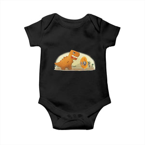 Dino Nuggets Chasing Cat Baby Onesie Funny Nugget Lover Gift TS12 Black Print Your Wear