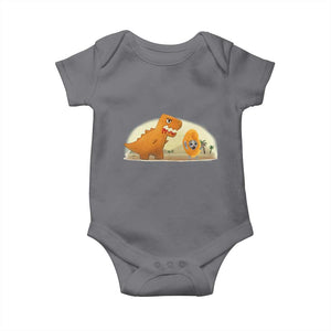 Dino Nuggets Chasing Cat Baby Onesie Funny Nugget Lover Gift TS12 Charcoal Print Your Wear