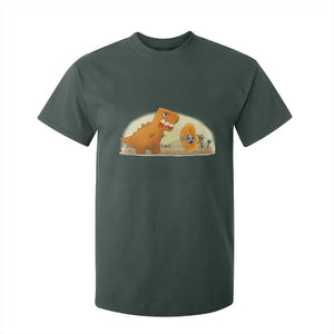 Dino Nuggets Chasing Cat T Shirt For Kid Funny Nugget Lover Gift TS12 Dark Forest Green Print Your Wear