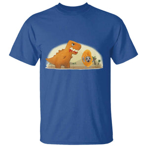 Dino Nuggets Chasing Cat T Shirt Funny Nugget Lover Gift TS12 Royal Blue Print Your Wear