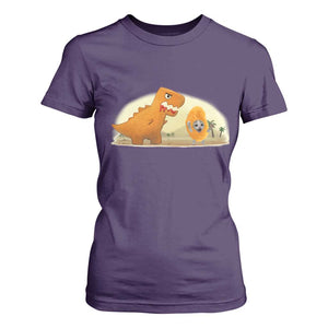 Dino Nuggets Chasing Cat T Shirt For Women Funny Nugget Lover Gift TS12 Purple Print Your Wear