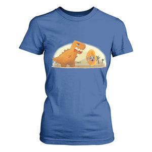 Dino Nuggets Chasing Cat T Shirt For Women Funny Nugget Lover Gift TS12 Royal Blue Print Your Wear